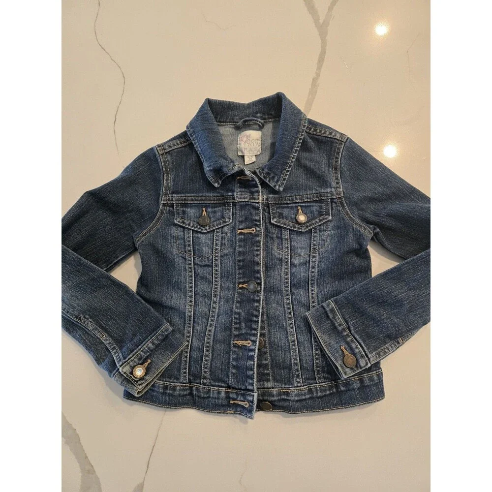 The Children's Place Size M 7/8 Denim Trucker Crop Jacket Kids Girls Blue Jean